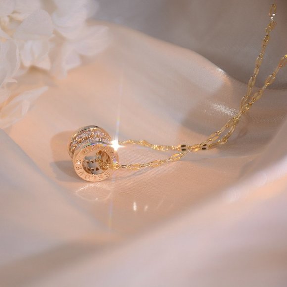 NEW 14K Gold Plated Baguette Diamond Geometric Pendant Necklace - Picture 5 of 8